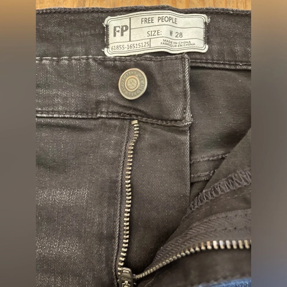 Free People Distressed Black Skinny Jeans